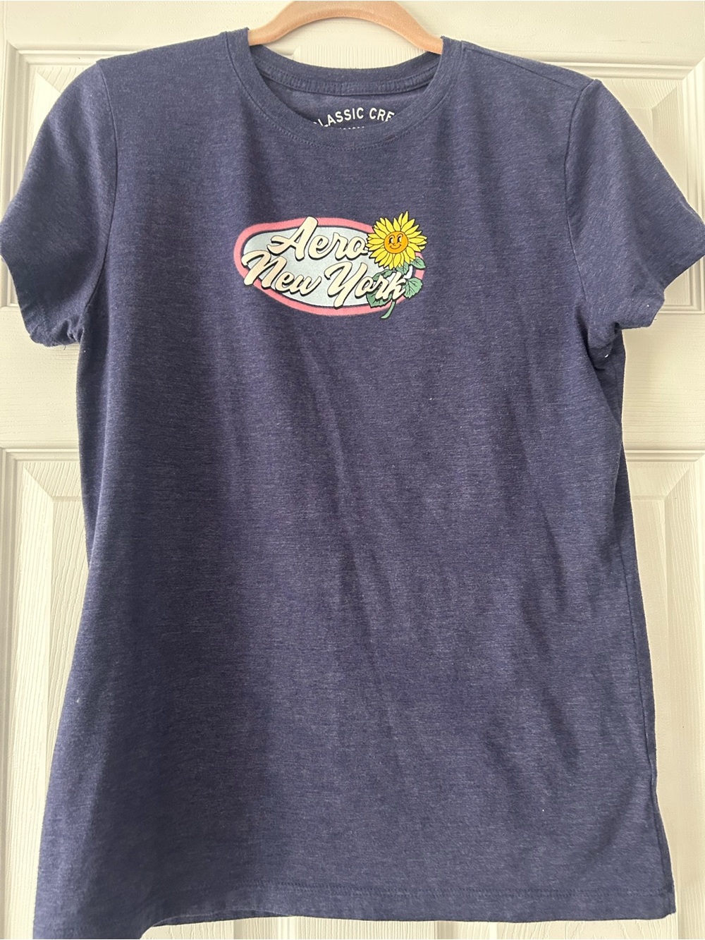 Aeropostale Navy Tee with Sunflower Graphic